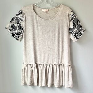 Hailey & Co. Grey Embroidered Peplum Top - PRICE DROP